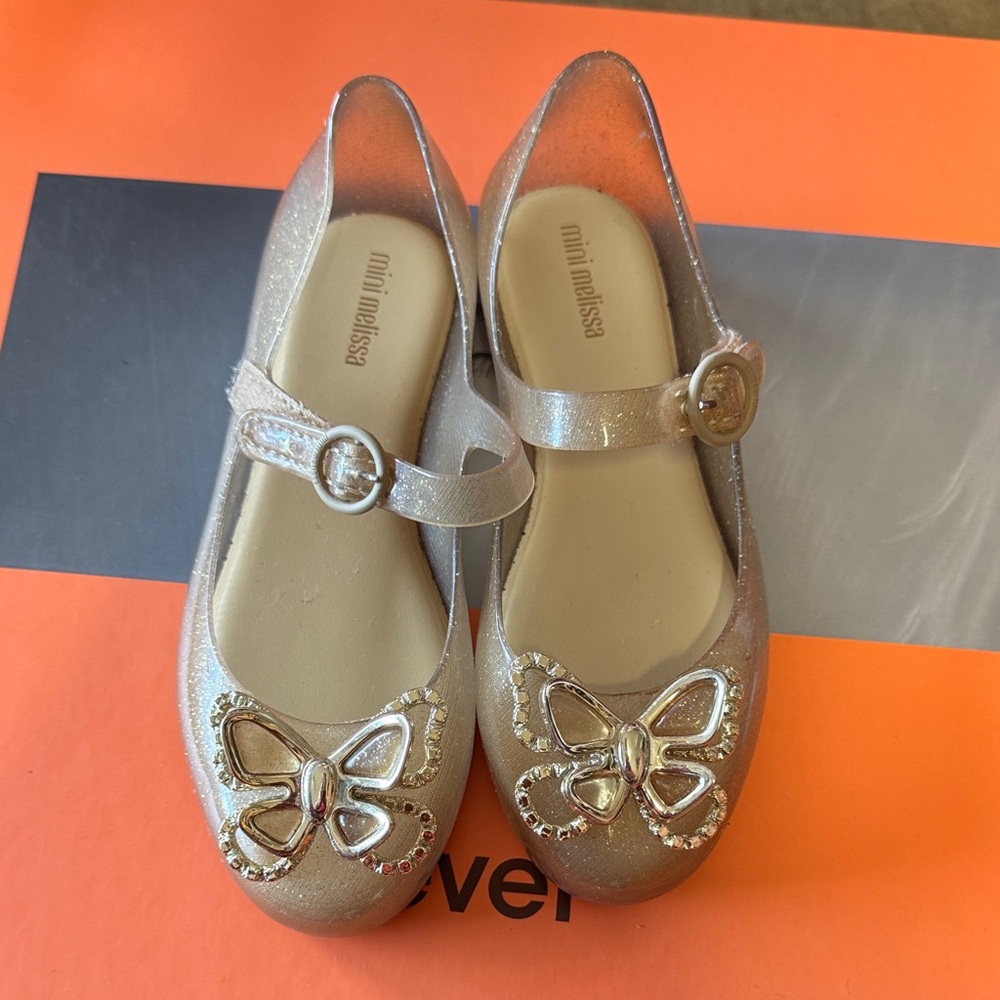 Mini Melissa Kids' Glitter Bow Shoes